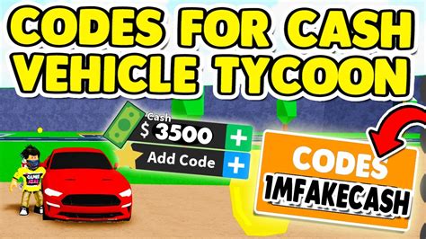 Roblox Vehicle Tycoon Codes